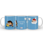 Workaholic Guy Avoiding Cupid's Arrow Blue Coffee Mug Gift For Him